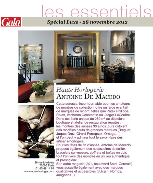 ANTOINE DE MACEDO DANS GALA « SPÉCIAL LUXE » – NOVEMBRE 2012